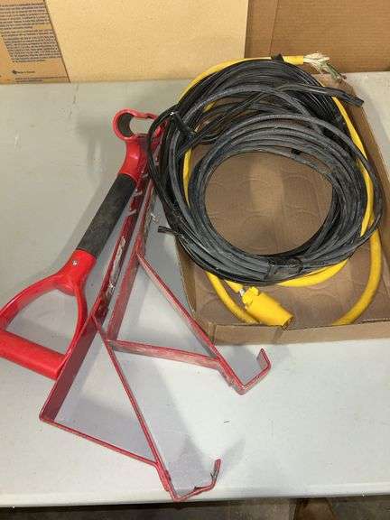 Roofing brackets, shovel handle, misc cords