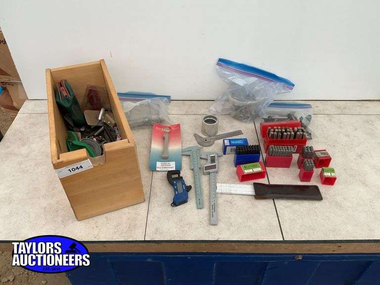 Letter & number stamps, measuring tools, quantity of drill chuck keys, quantity of miscellaneous bea