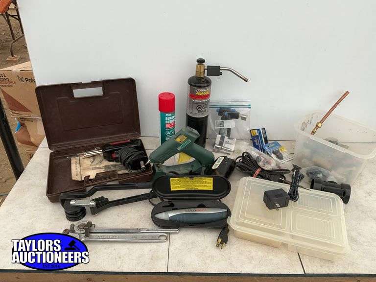 Plumbing supplies, propane torch, butane torch, glue guns, soldering iron, tubing benders etc.