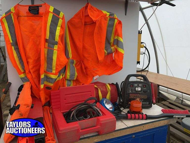 Safety kit, couple of safety vests, MotoMaster Eliminator etc