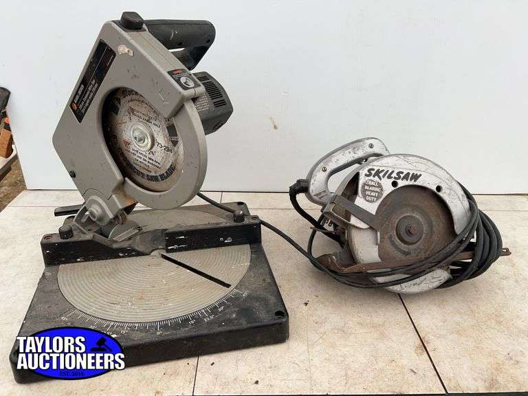 7 1-4” Skilsaw and a 8 1/4” Black and Decker compound mire saw