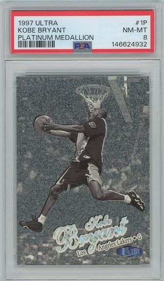 1997 Fleer Ultra Kobe Bryant #P1 Platinum Medallion (#065/100) PSA MN-MT 8
