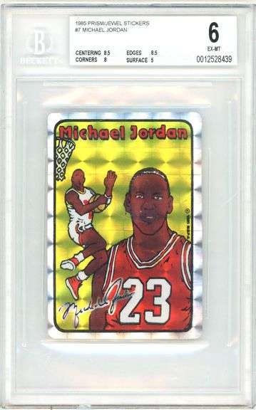 1985 Prism Jewel Stickers Michael Jordan #7 BGS EX-MT 6