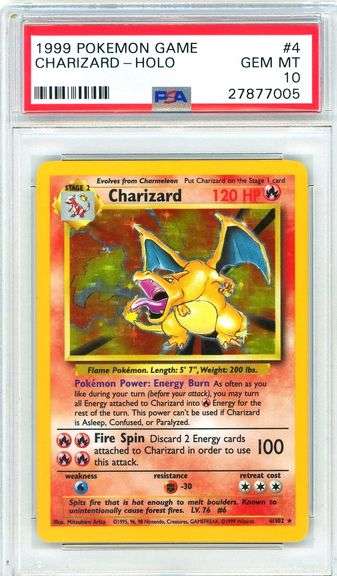 1999 Pokémon Charizard #4 Holo PSA GEM MINT 10