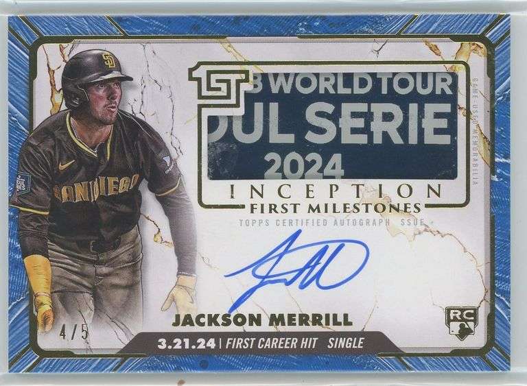 2024 Topps Inception Jackson Merrill RPA RC Auto Logo Patch (#4/5 ...