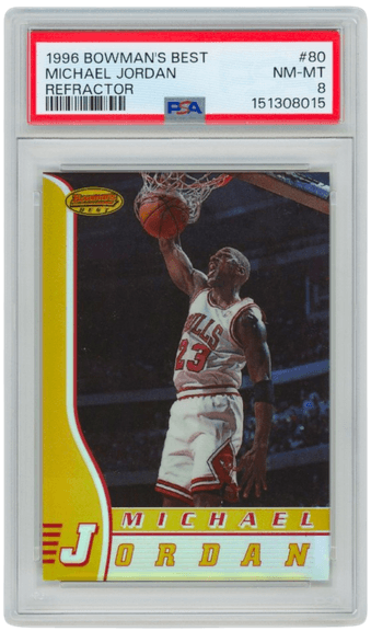 1996 Bowman’s Best Michael Jordan Refractor #80 PSA 8 NM MT