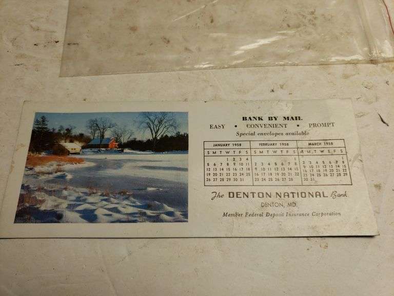 1958 Denton National Calendar Advertisement Trice Auctions