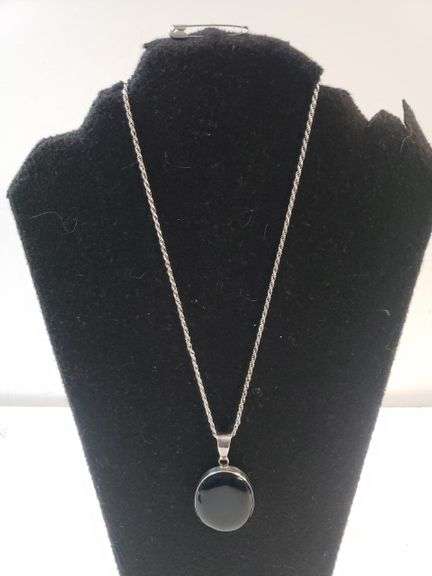 Ladies Silver Large Black Medallion - Both Marked 925 - Trice Auctions