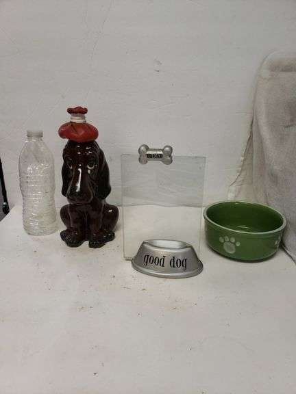 Vintage Hound Dog Decanter With Cork And Ceramic Top Dog Picture Frame 