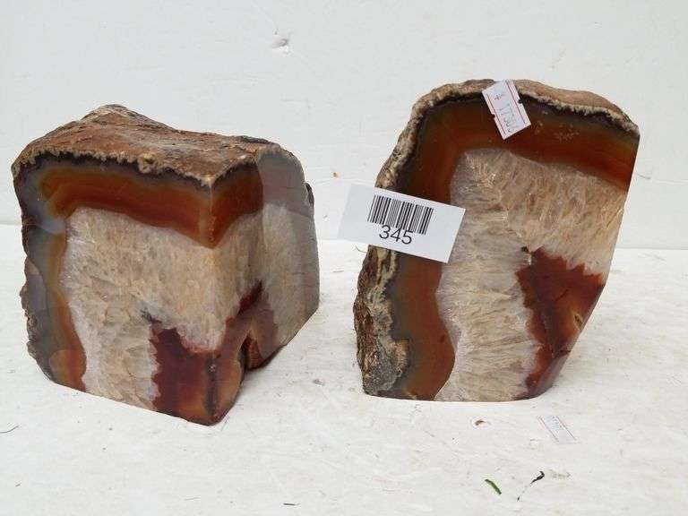 Teal Agate Bookend Pair, Natural Geode