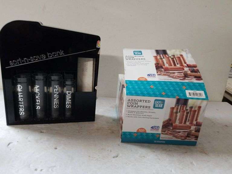 Coin Sorter Bank with Assorted Coin Wrappers - Trice Auctions
