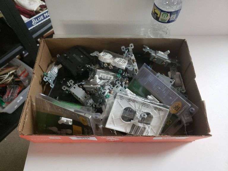Assorted Electrical Switches, Dimmers, and Outlets in Box - Trice Auctions