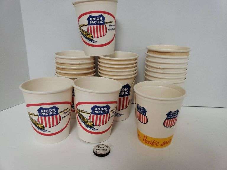 Collection of Union Pacific Railroad Paper Cups and Bottle Cap - Trice ...