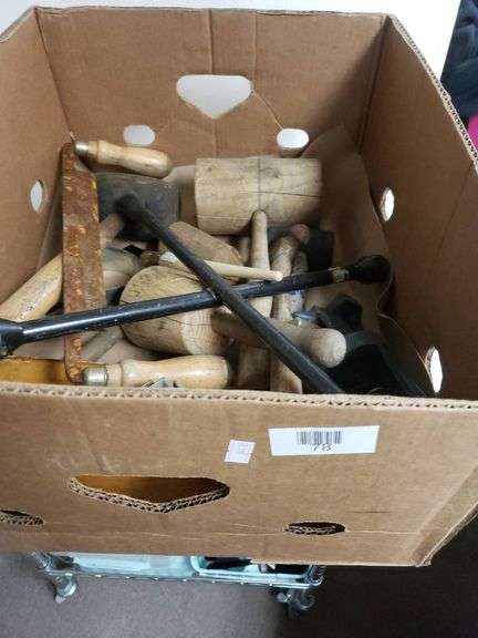 Assorted Hand Tools Including Mallets, Handles, and Metal Hand Tools ...
