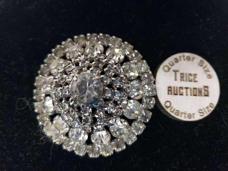 Silverstone Rhinestone Brooch with Circular Design - Trice Auctions
