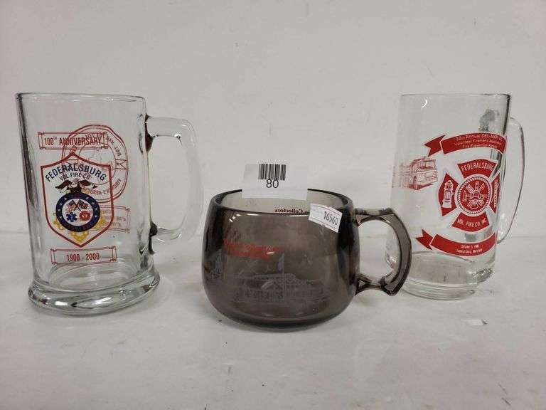 Fire Operations Mug Three Commemorative Glass Mugs Featuring Fire Department and Train ...