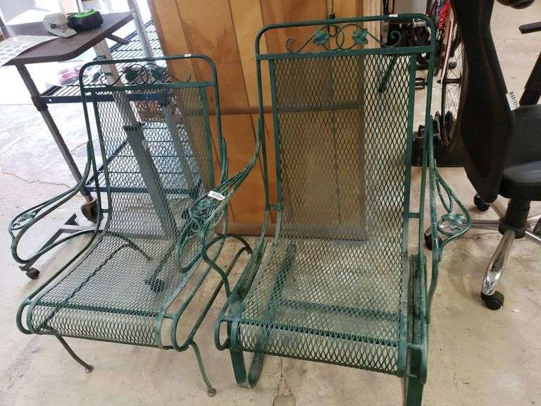 Rod Iron Chairs With Mesh Back and Seats - Trice Auctions