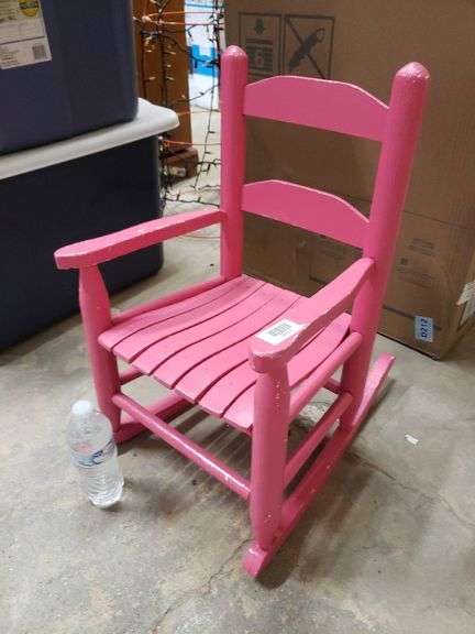 Pink Rocking Chair With Slatted Seat and Ladder Back Design - Trice ...