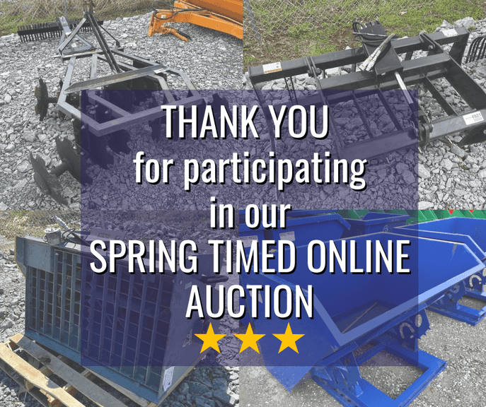 Spring Timed Online Only Auction including Attachments, Support Equipment, and More