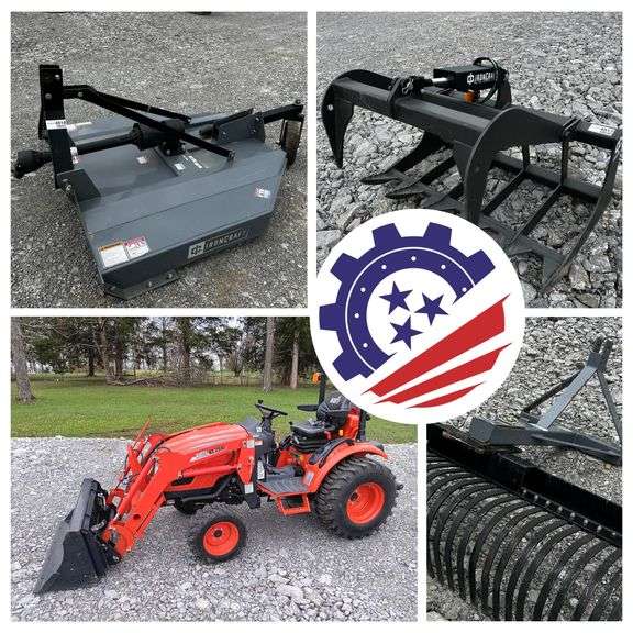 2024 Kioti CX2510 Farm Tractor Package WITH Attachments and 2024 Direct T/A Tag Trailer