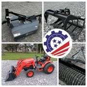 2024 Kioti CX2510 Farm Tractor Package WITH Attachments and 2024 Direct T/A Tag Trailer