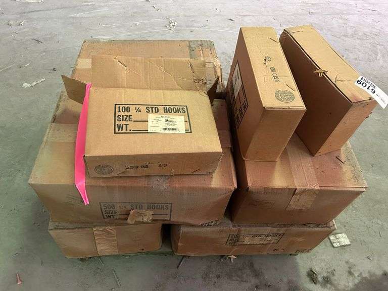 9 Boxes of New 1/4 Standard Pegboard Hooks