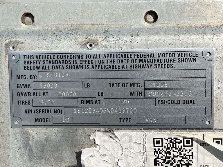 1998 Strick 44Ft Van Trailer