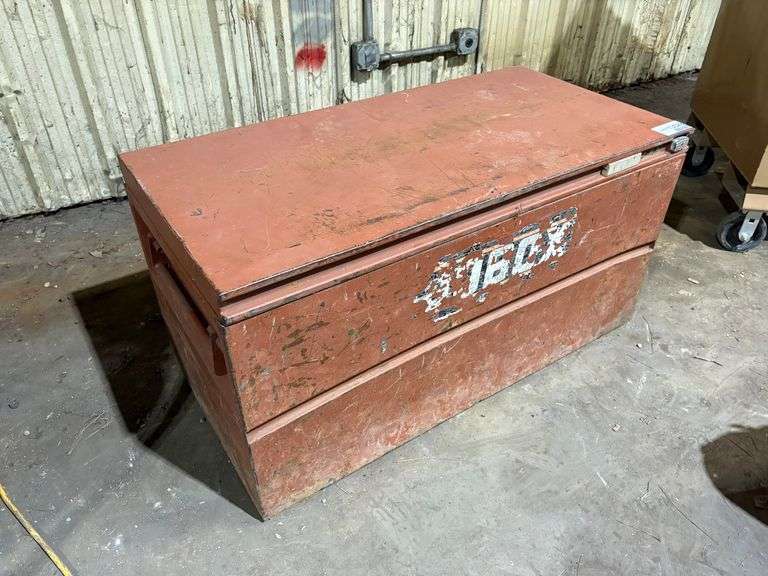 Heavy-duty steel Jobox tool storage box, approx. 48" x 24" x 24"