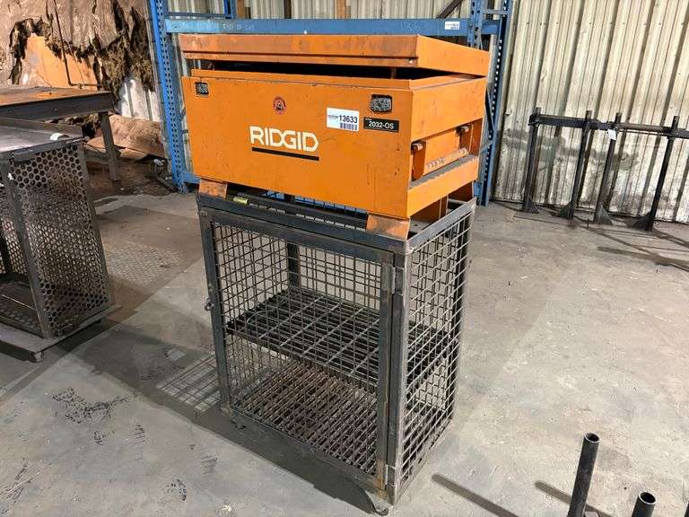 Ridgid 2032-OS Job Box on Steel Rolling Cart, Lockable, Orange