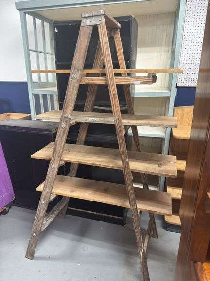 Ladder with shelves.