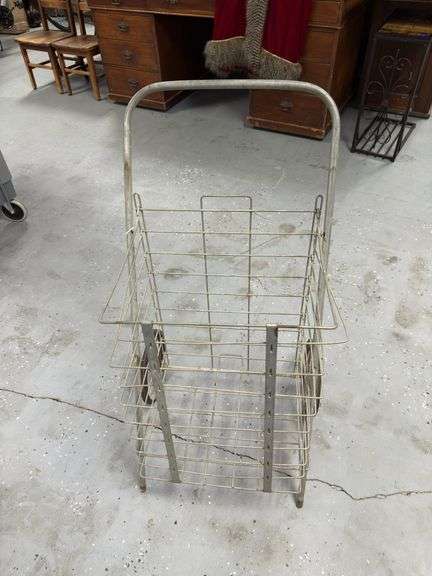vintage metal folding shopping cart