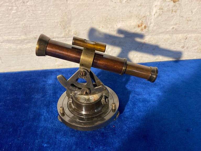 thumbnail image 2 of Brass Alidade Decorative Telescope – 4-Inch Vintage-Style Nautical Desk Decor With Compass Base, Gift Idea 2 of 14