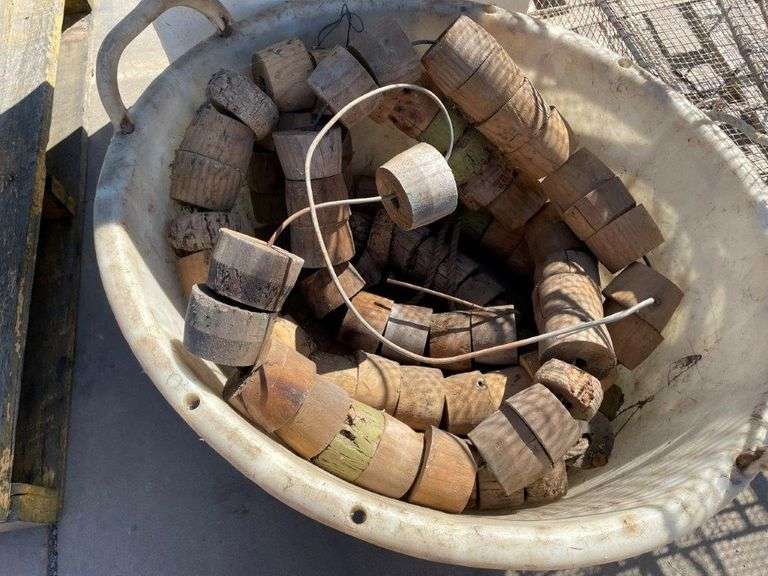 Fibreglass Bait Bin, Corks and Crab Pots