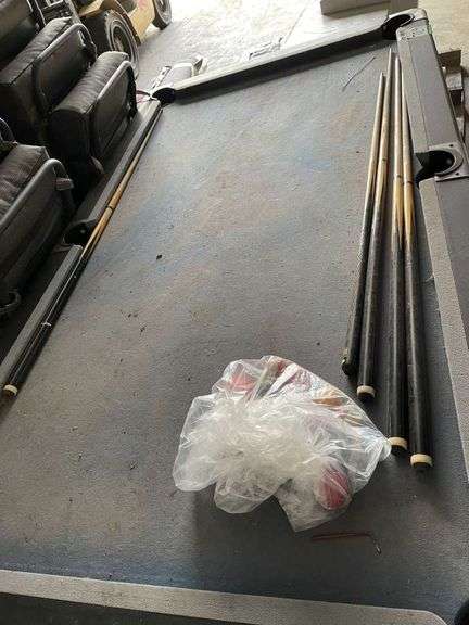 Pool Table, Balls and Cues