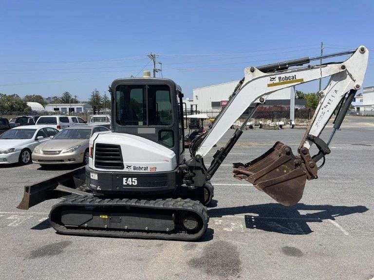2013 Bobcat E45 Track Excavator, Buckets, Blade and Ripper Attachment