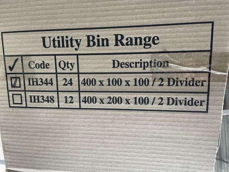 2x Boxes Qty 24x As New 400x100x100 Utility Bin Range