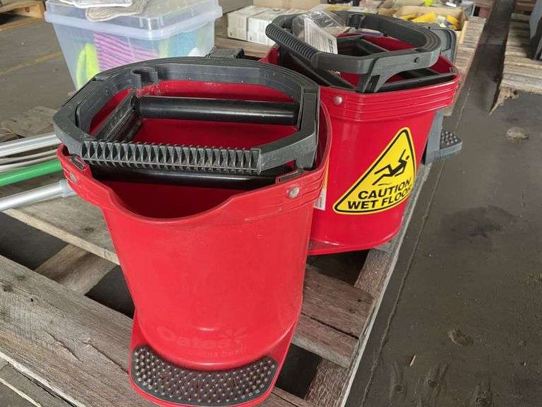 Pallet Assorted Cleaning Accessories inc Buckets and Mops