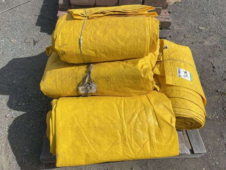 5x Approx 44ft x 12ft Cotton Tarps - Amended Description