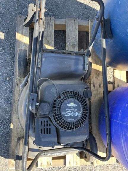 Blue Plastic Drums & Push Mower