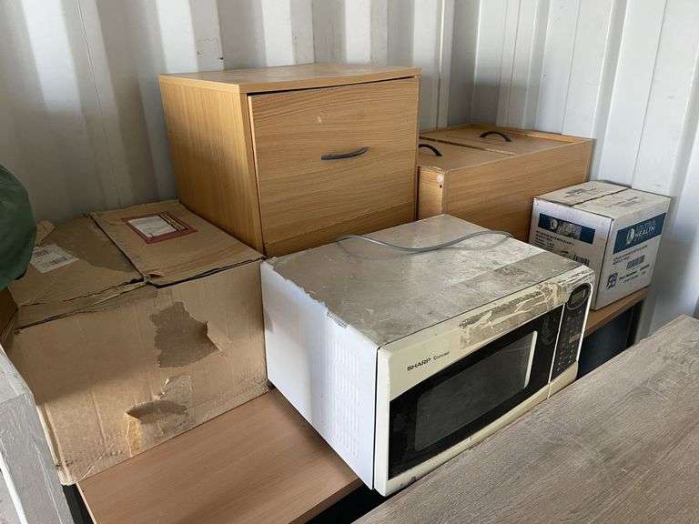 Qty Assorted Office Furniture, Tables and Kitchen Accessories