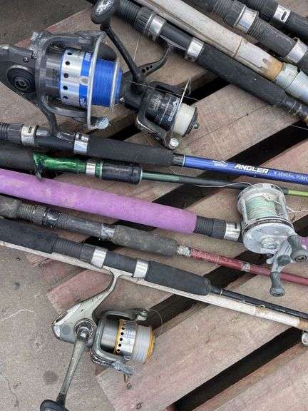 Assorted Fishing Rods, Tackle Box and Reels