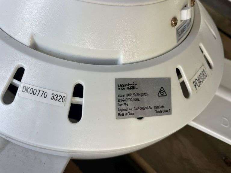 4x Uninstalled Ventair Ceiling Fans - Model HAR1204WH