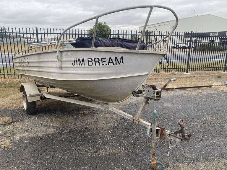 Aluminium Tinny inc Bimini Top & Trailer  