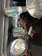 Utility Side Box and Contents inc Makita 18v Drill, Aerial and Assorted Tools
