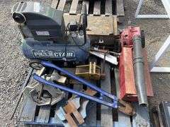 Compressor, Bolt Cutters, Vices, Blower and Toolboxes