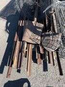 Pallet inc Pet Cage, Whirly Bird, Wire, Shovels and Pickets