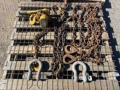 2 Drop Lifting Chains, D Shackles & Lever Block