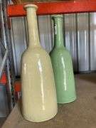 2x Glazed Bottle Vases