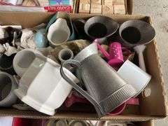 Pallet Glass Vases, Tin Buckets/Jugs, Ceramic Pots, Lge Qty Cards etc etc