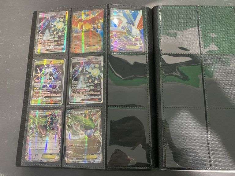 3x Black Folders inc Demon Slayer Cards, Pokémon Cards etc
